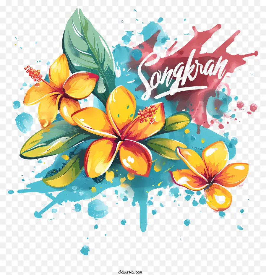 Songkran，Pintura Em Aquarela PNG