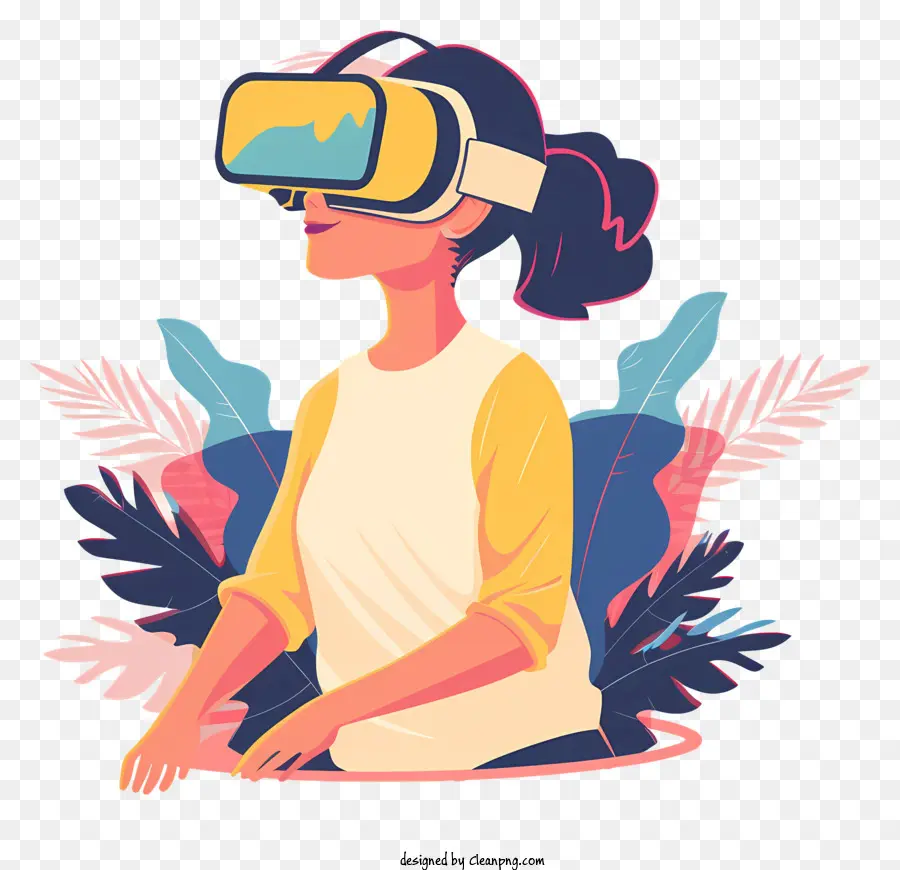 Mulher No Fone De Ouvido Vr，Óculos De Realidade Virtual PNG