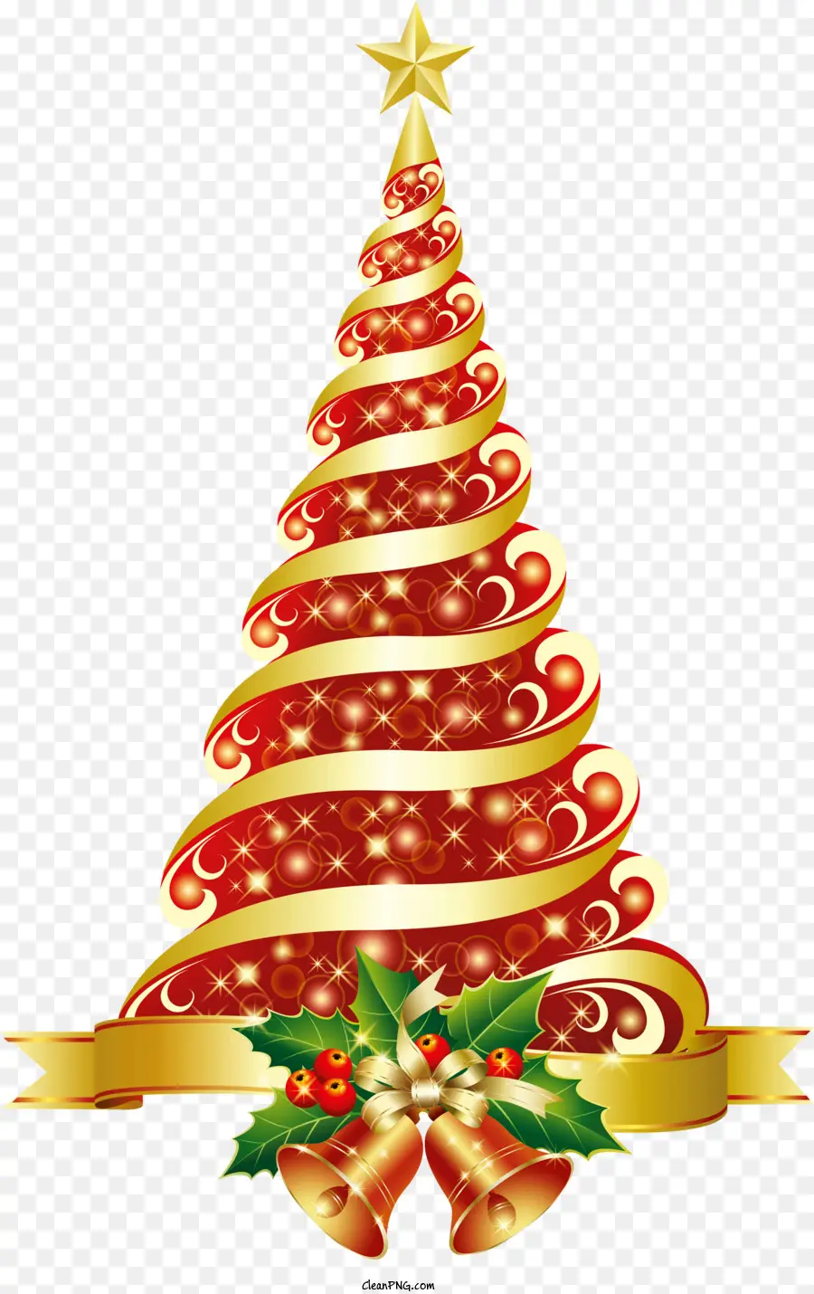 árvore De Natal，Vermelho E Ouro PNG