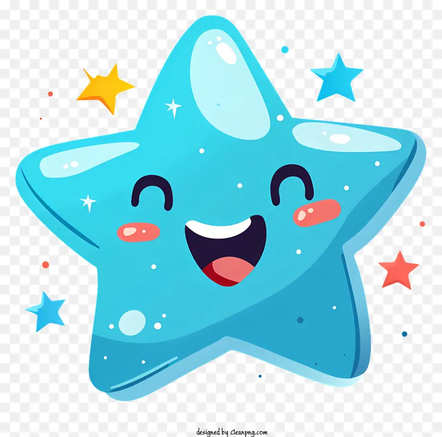 Estrela Sorridente Azul，Cartoon Estrelas PNG