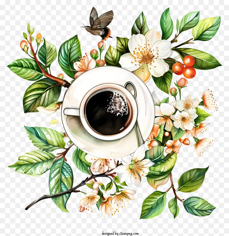 Hora Do Café Da Primavera，Flores PNG