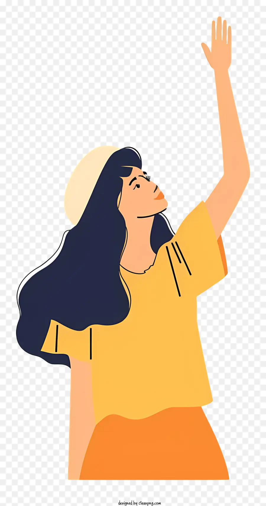 Mulher Levantando A Mão，Moda PNG