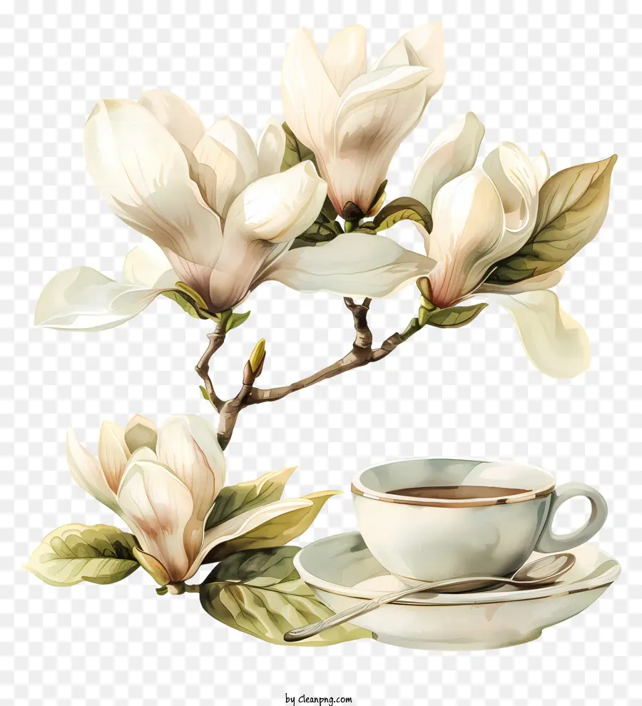 Hora Do Café Da Primavera，Flores PNG