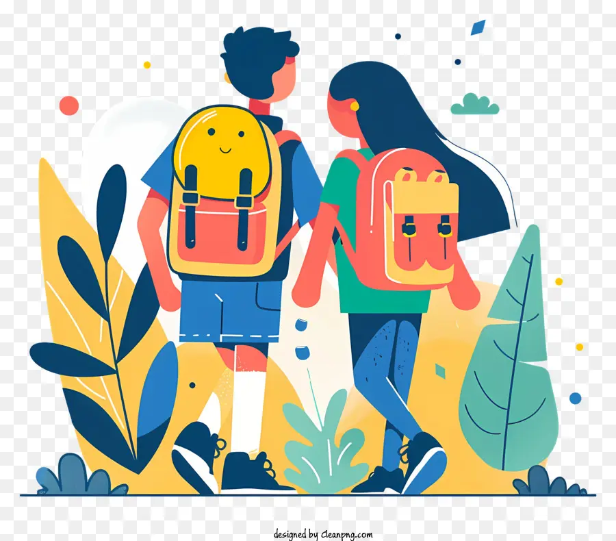 Alunos Com Mochila，Casal PNG