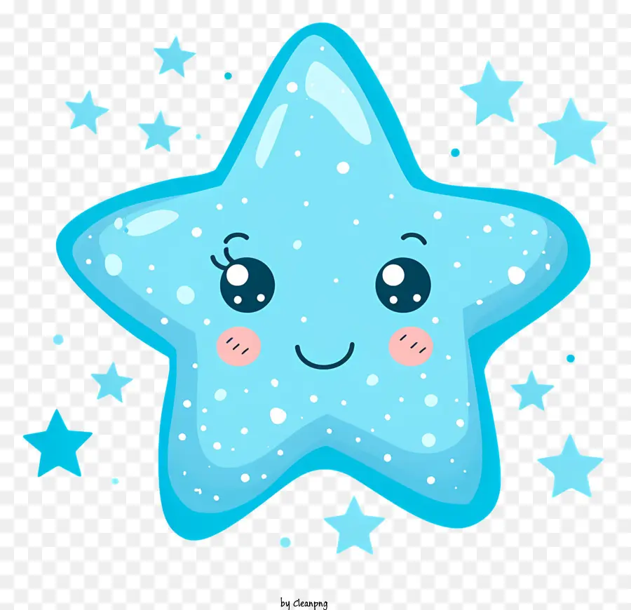 Estrela Sorridente Azul，Estrela Fofa PNG