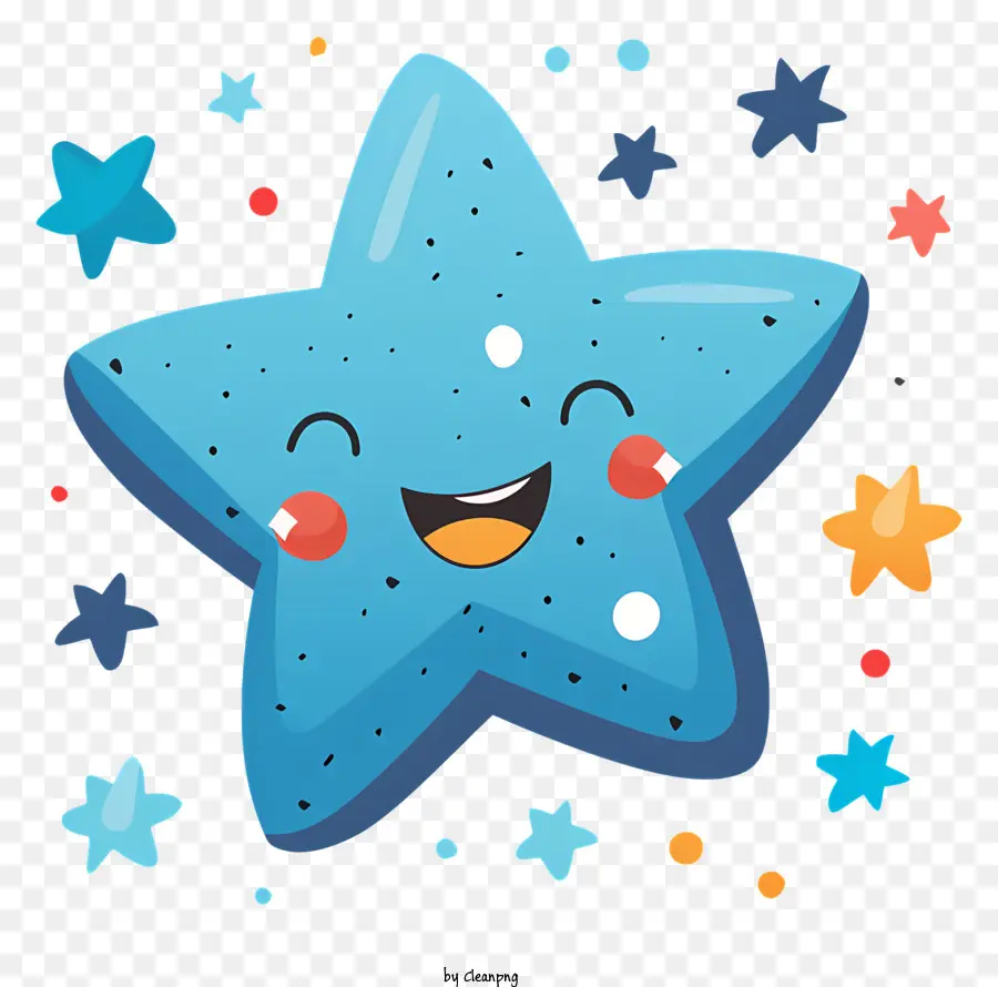 Estrela Sorridente Azul，Personagem De Desenho Animado PNG