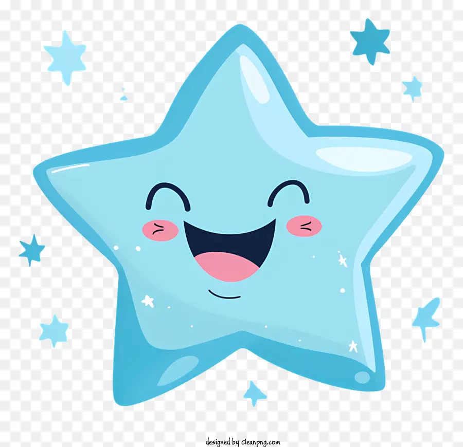 Estrela Sorridente Azul，Cartoon PNG