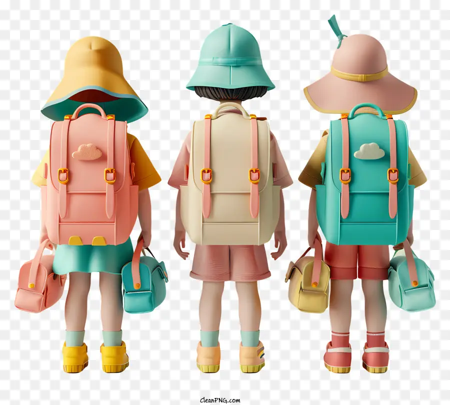 Alunos Com Mochila，Meninas PNG