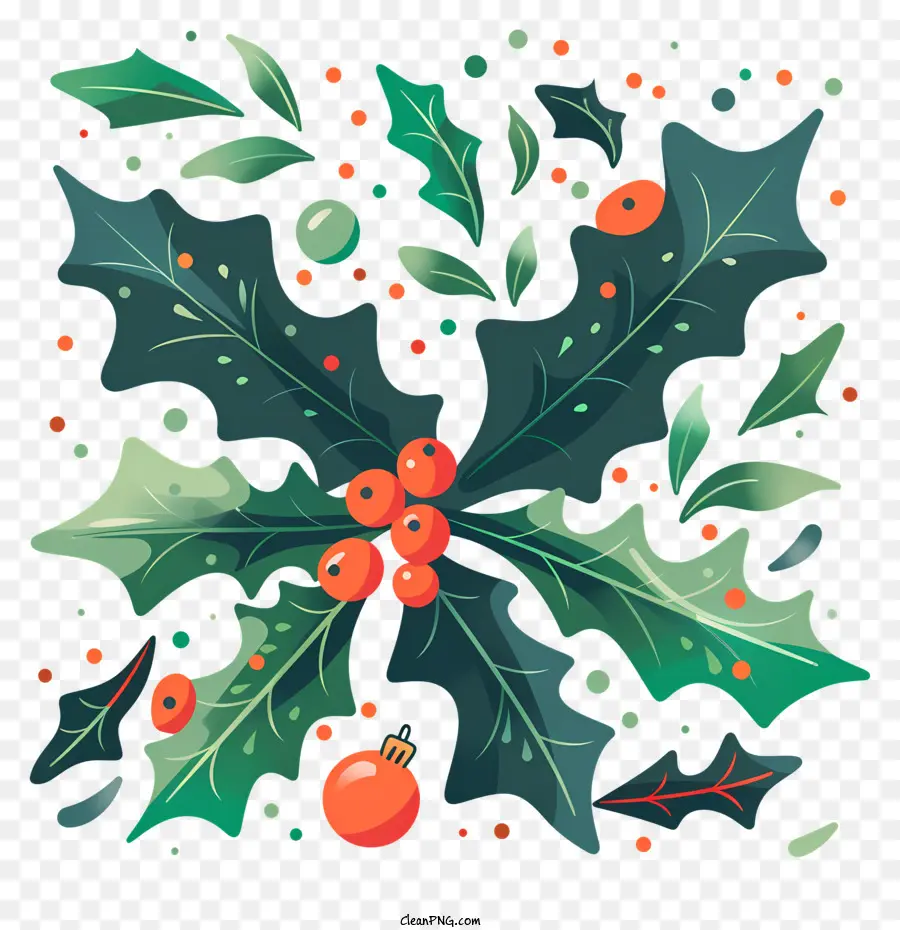 Natal Holly，Holly Folhas PNG