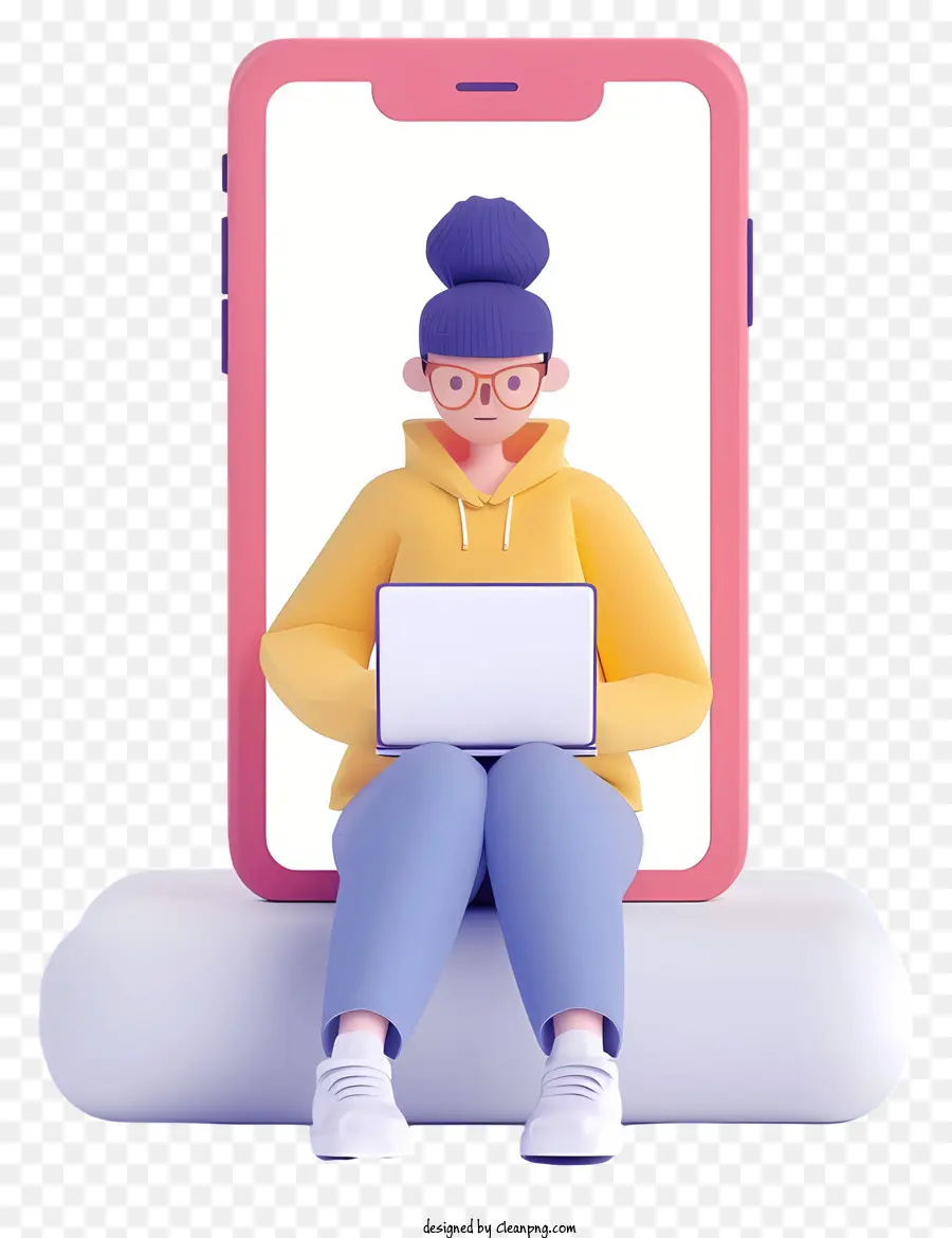 Mulher 3d Com Laptop，Laptop PNG