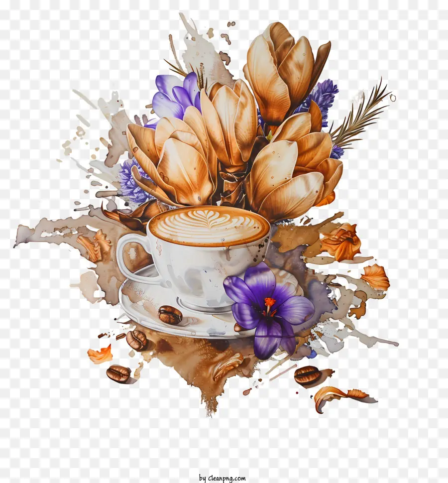 Hora Do Café Da Primavera，Flores PNG