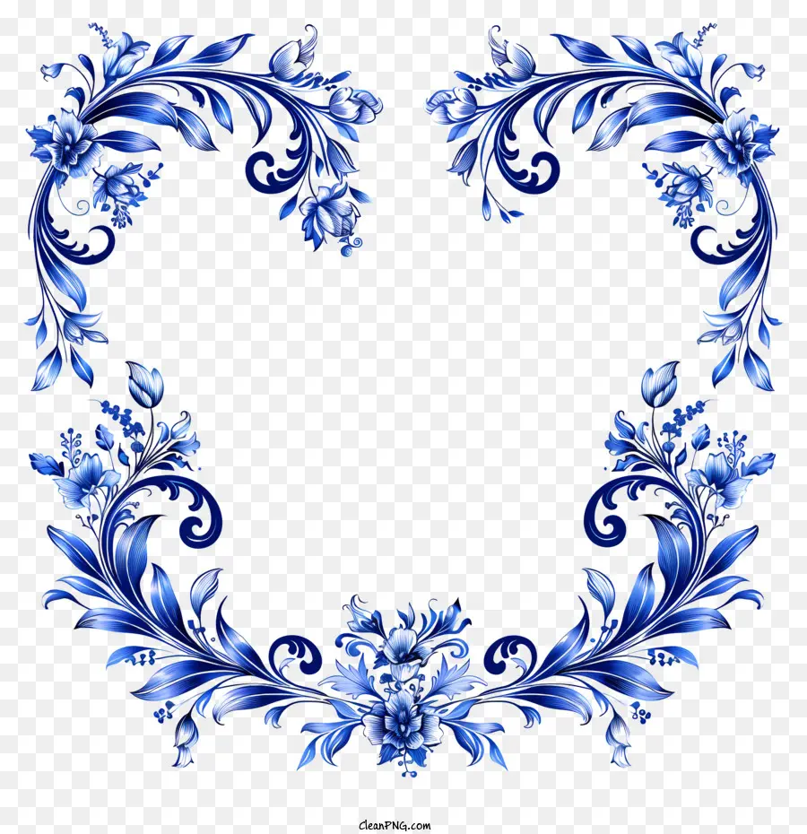 Arco Floral Azul，Floral Moldura PNG