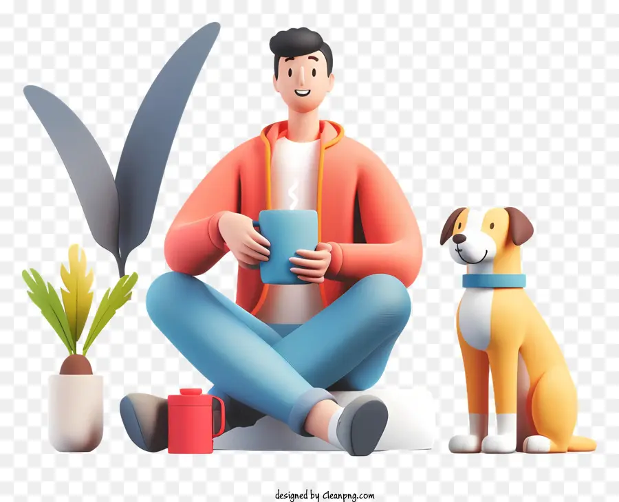 Homem Brincando Com Cachorro，Personagem Em 3d PNG