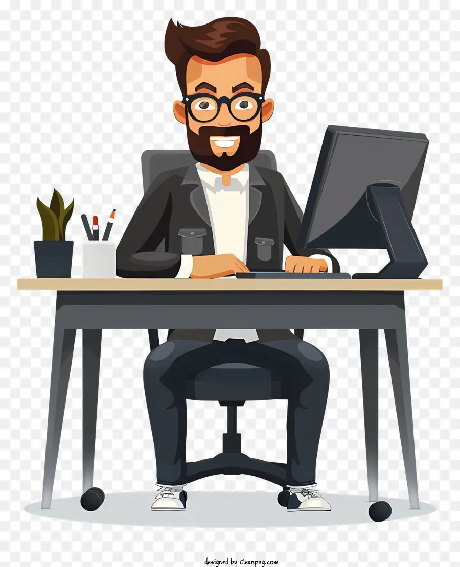 Trabalhador De Escritório，Homem Na Mesa PNG