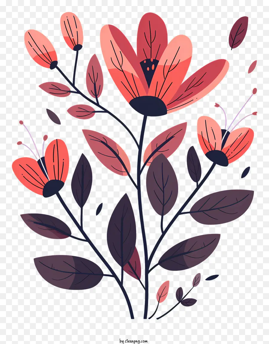 Raminho De Flores Da Borgonha，Flores Vermelhas PNG