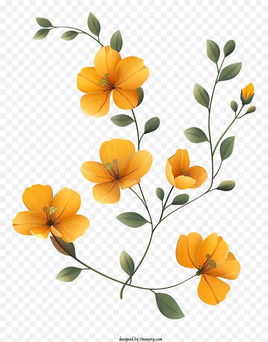 Galho De Flor Amarela，Flores Amarelas PNG