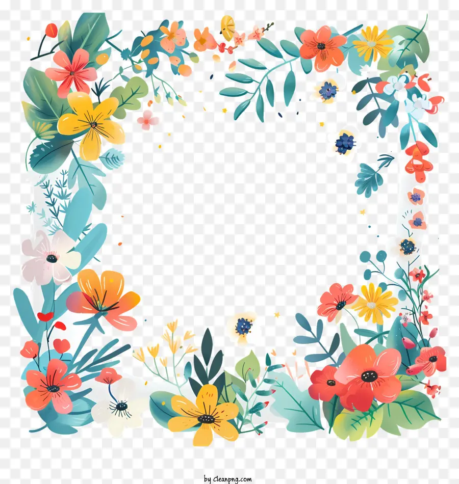 Borda Do Retângulo De Flores，Flower Frame PNG