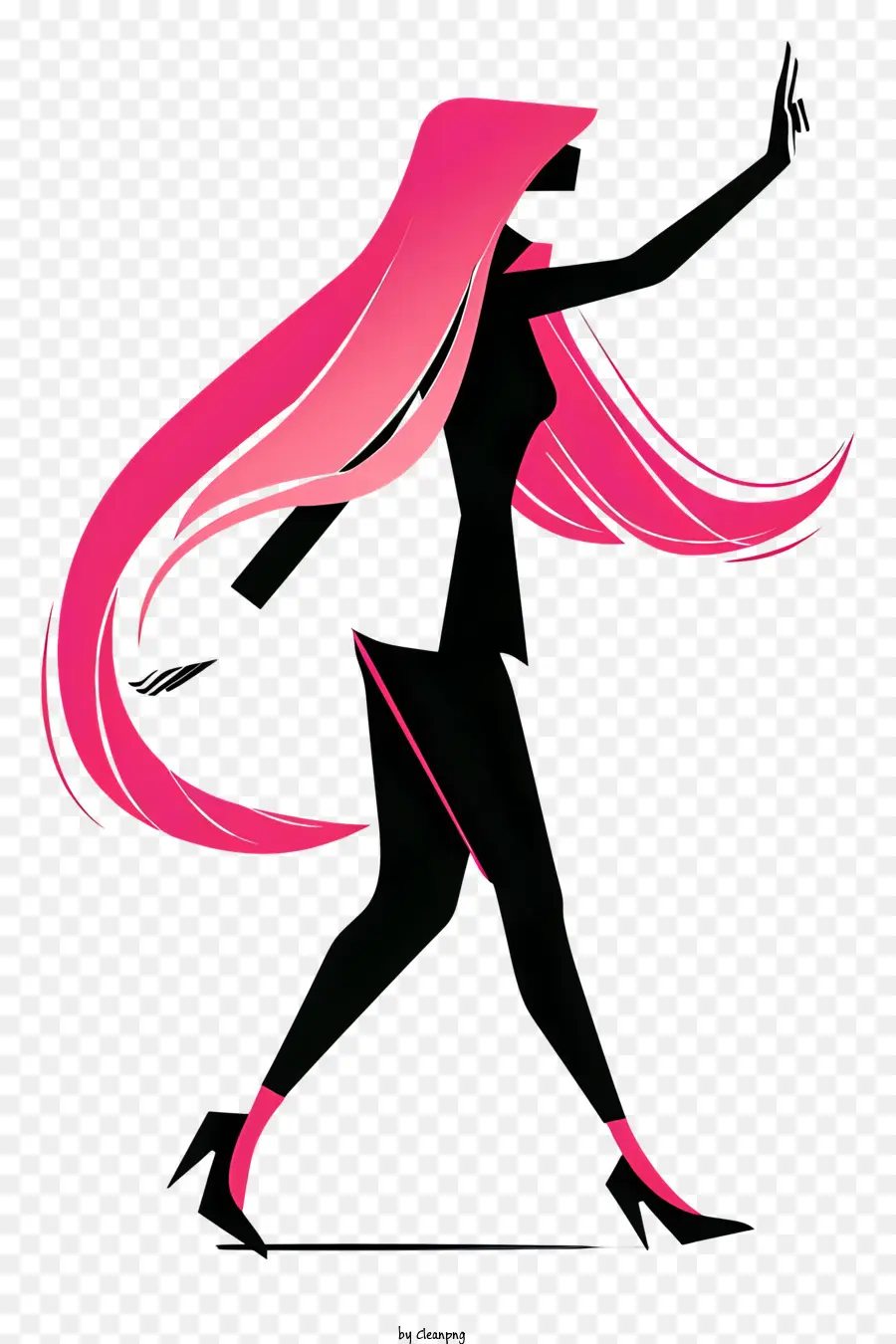 Mulher Andando，De Cabelo Rosa PNG