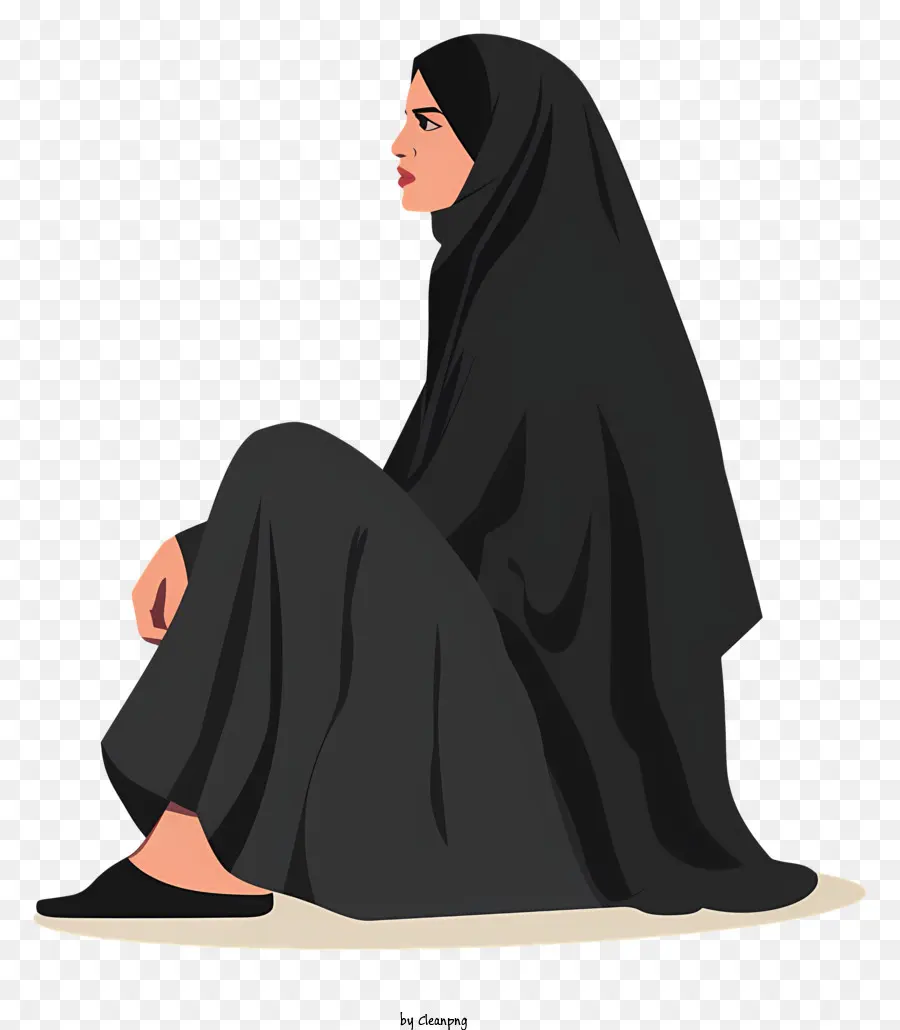 Mulher Em Hijab Sentado，Roupas árabes Tradicionais PNG