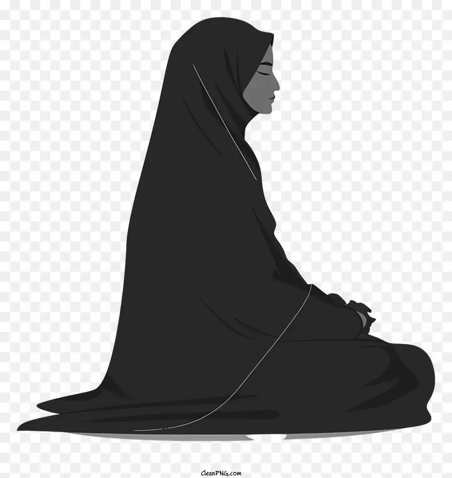 Mulher Em Hijab Sentado，Meditação PNG