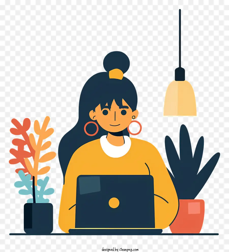 Menina Com Laptop，Home Office PNG