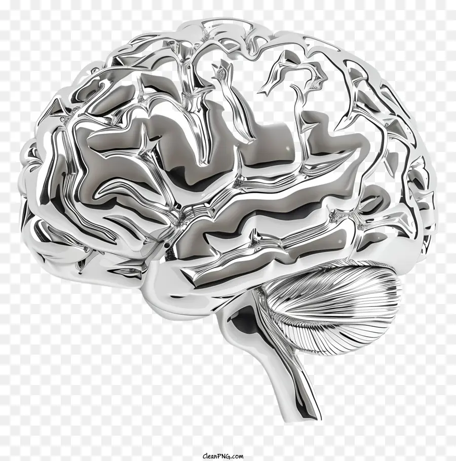 Cérebro Prateado，Escultura Cerebral PNG