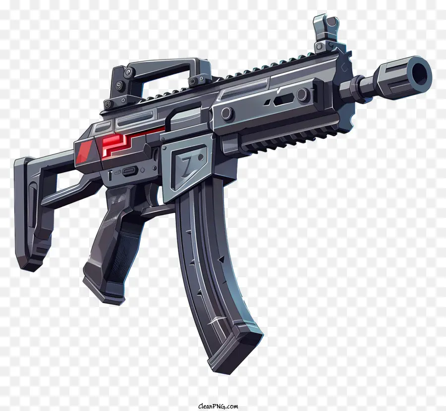 Submachine Gun，Pistola Preta PNG
