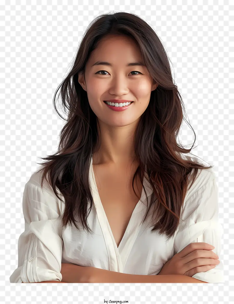 Mulher Asiática Sorrindo，Mulher Com Braços Cruzados PNG