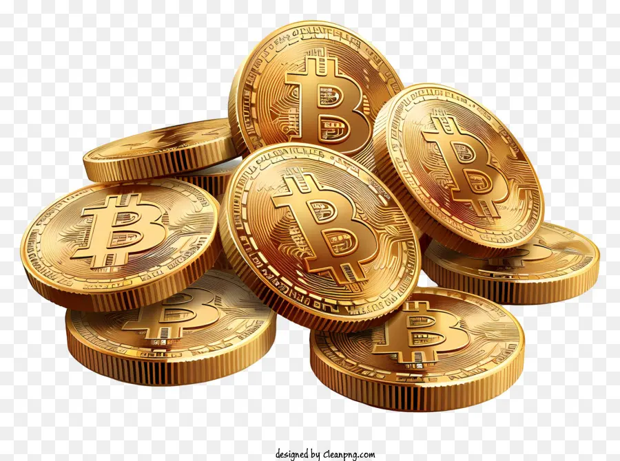 Bitcoins Dourados，Moedas De Ouro PNG