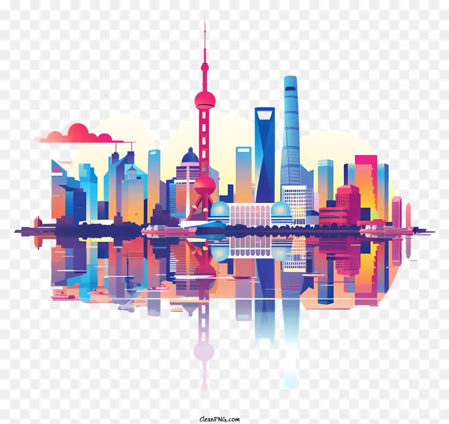 Silhueta Da Cidade De Xangai，Futurista PNG