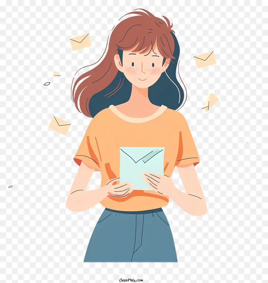 Mulher Com Mensagem，Envelope PNG