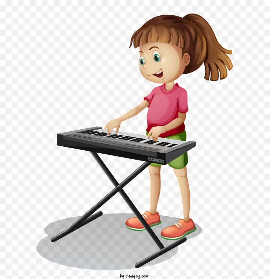 Música，Menina Tocando Teclado PNG