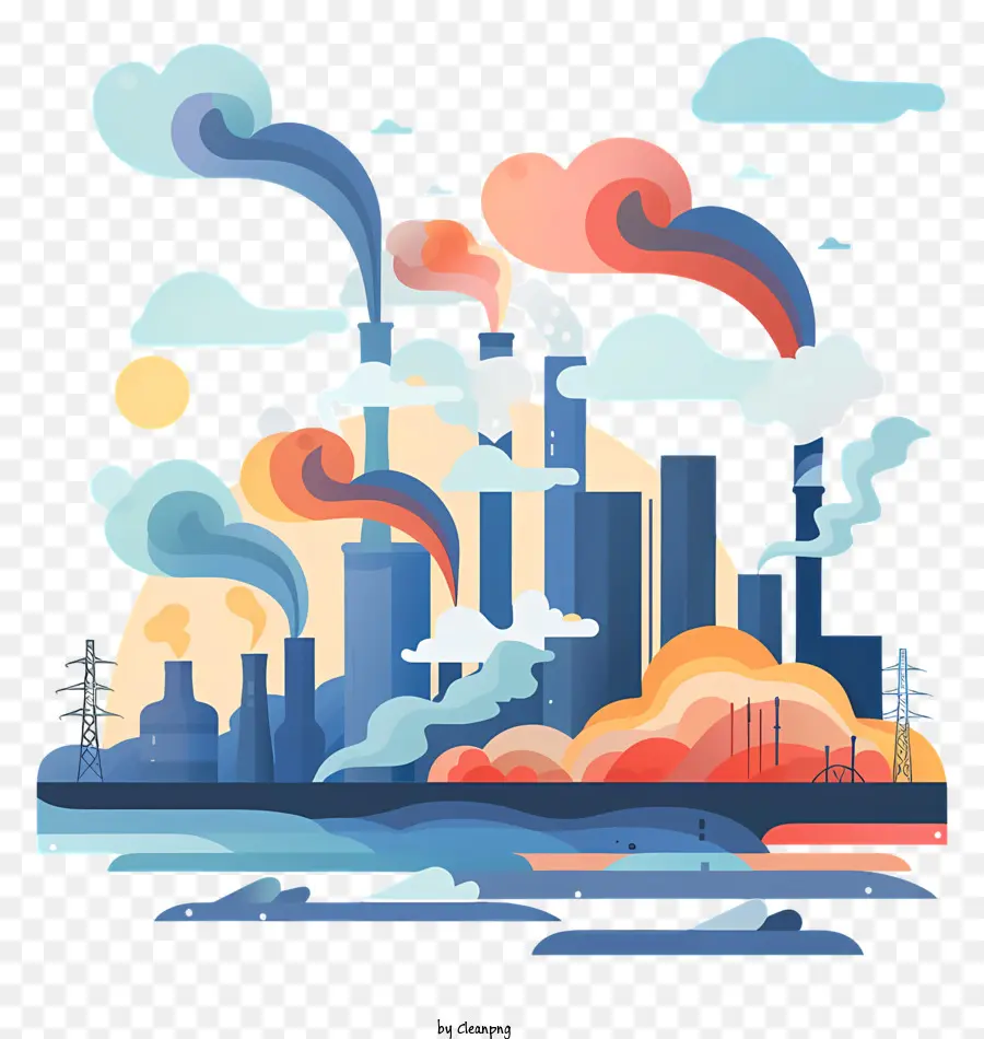 Poluição Do Ar，Cidade Industrial PNG