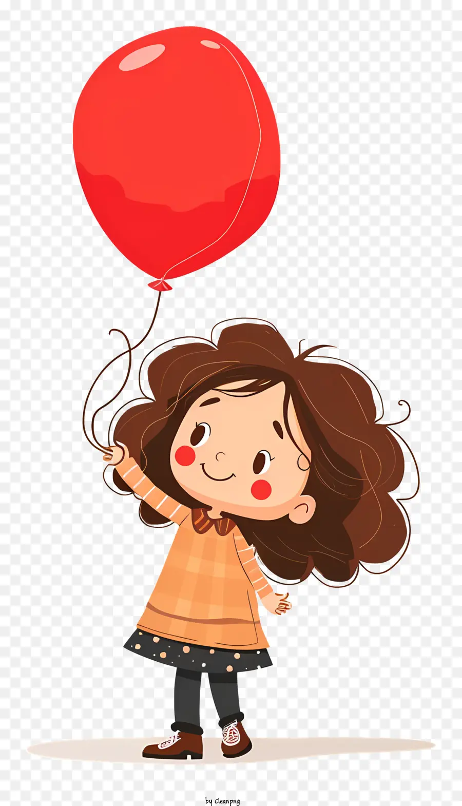 Menina Segurando Um Balão，Cartoon PNG