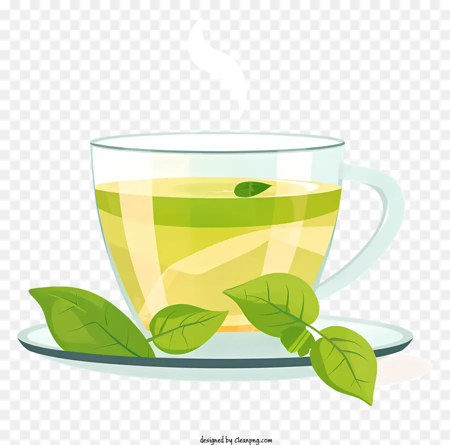 O Chá Verde，Folhas De Hortelã PNG