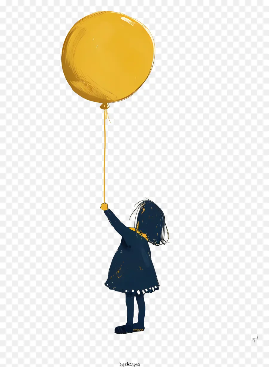Menina Segurando Um Balão，Desenho PNG