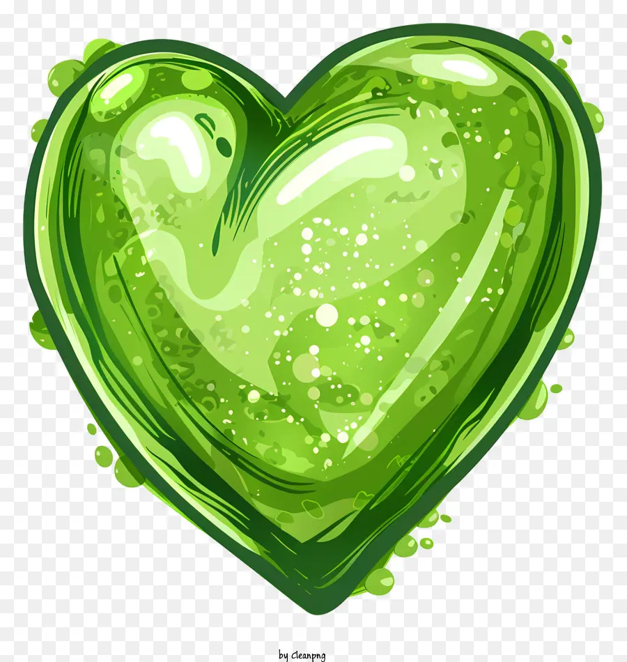 Coração Verde，As Gotas De água PNG