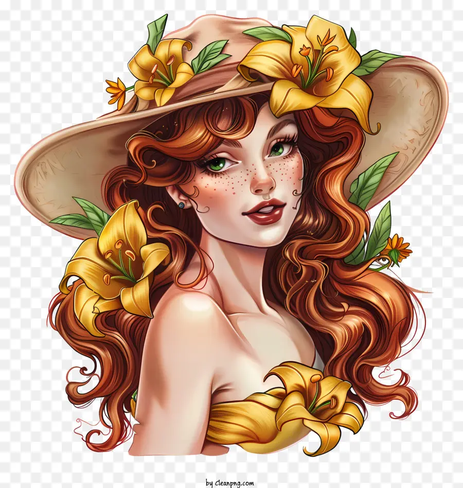 Primavera，Mulher Com Flores PNG