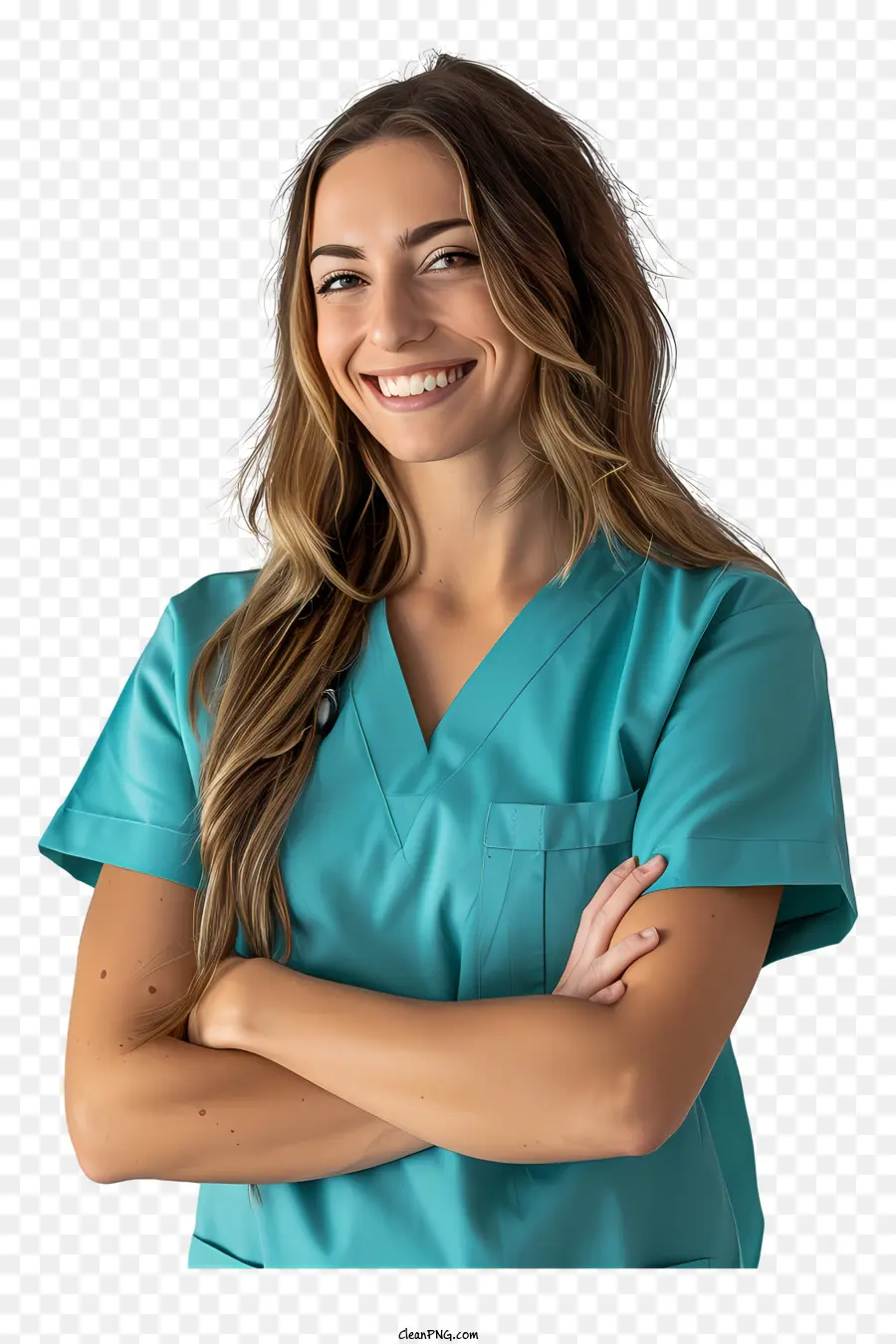 Enfermeira Sorridente，Enfermeira De Uniforme Azul PNG