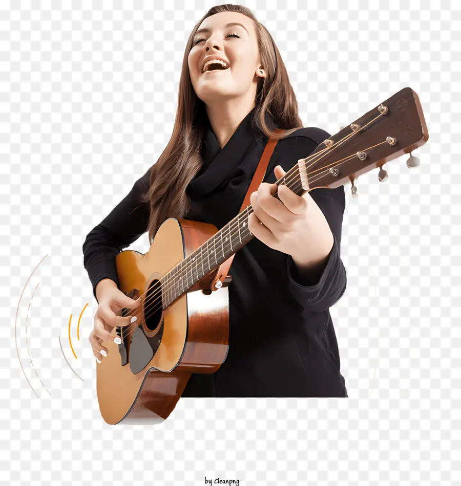 Música，Mulher Tocando Violão PNG