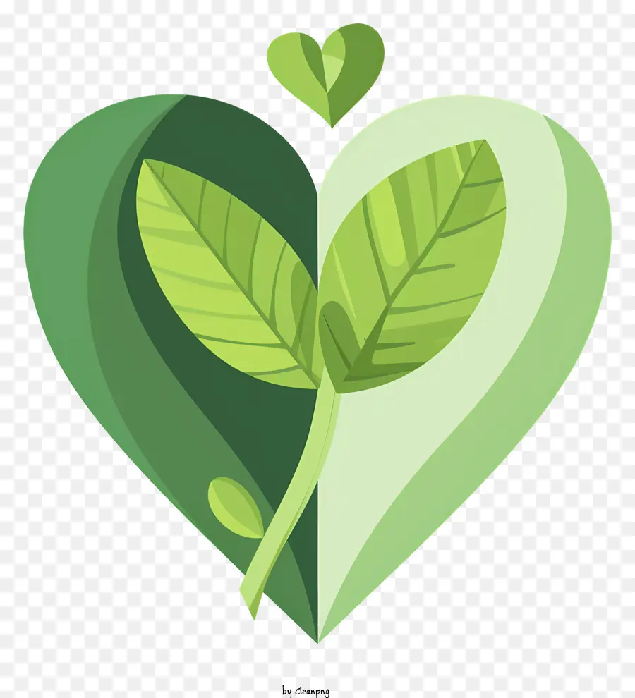 Coração Verde，Folha Em Forma De Coração PNG