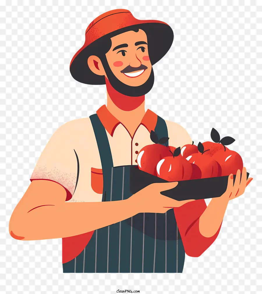 Agricultor Segurando Maçãs，Agricultor PNG