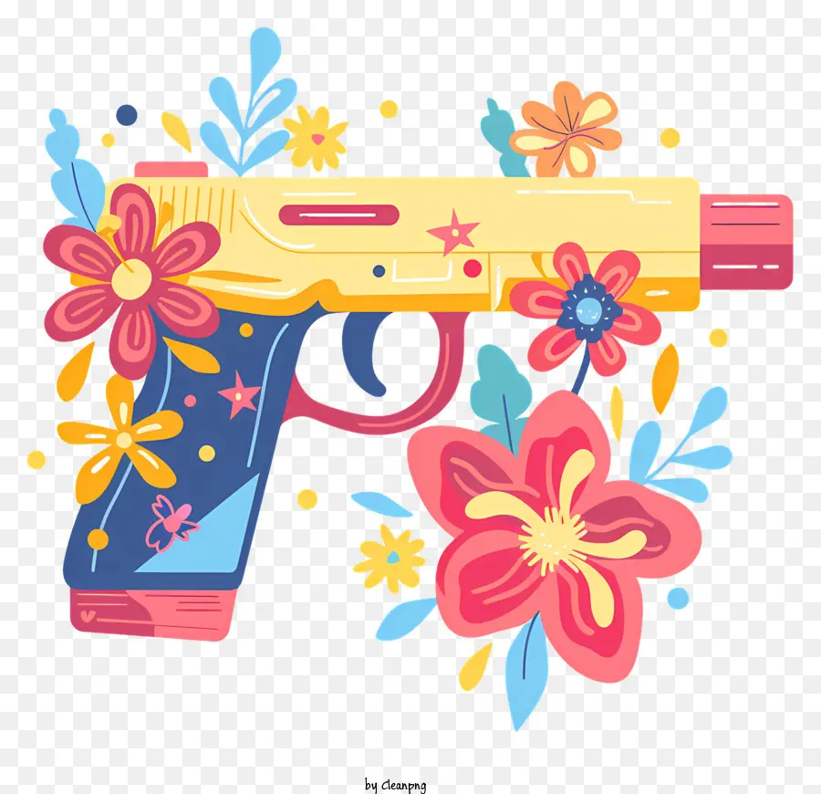 Pistola De água，Design De Armas Florais PNG