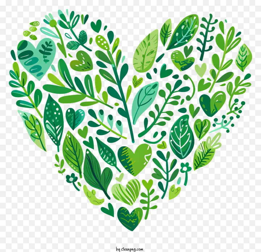 Coração Verde，Vida Sustentável PNG