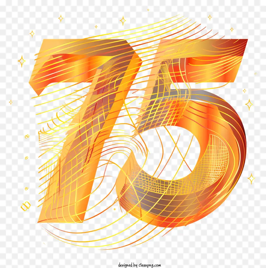 Número 75 Art，Golden Números PNG