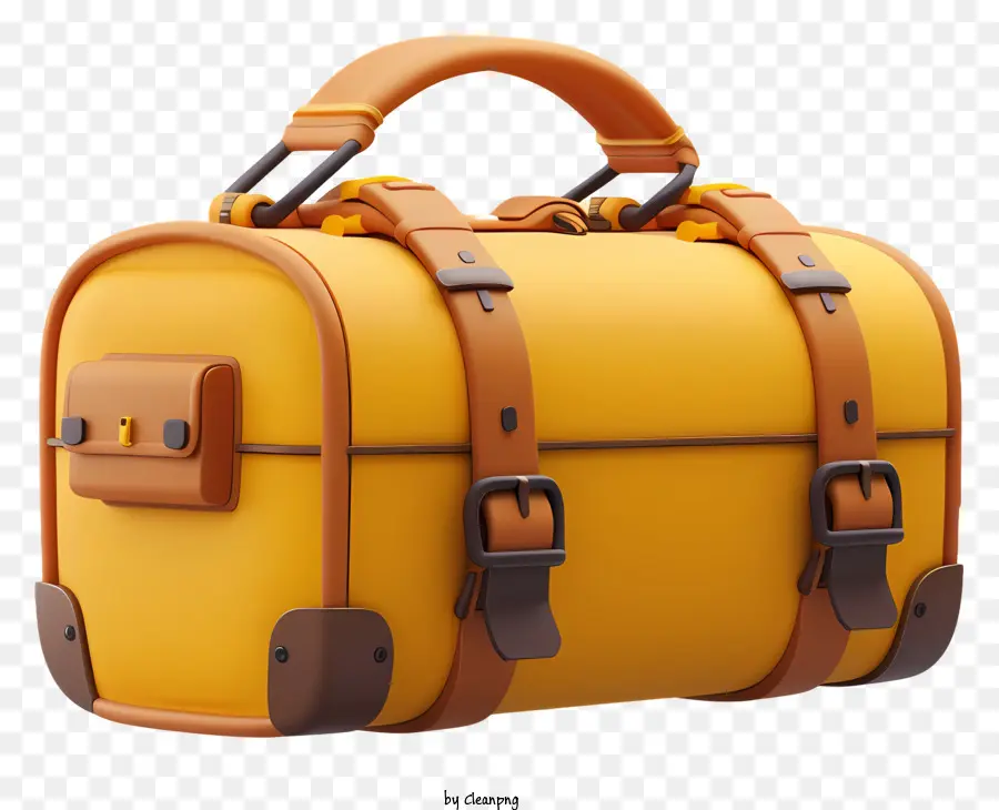 Duffle Bag，Borda De Couro Amarelo PNG