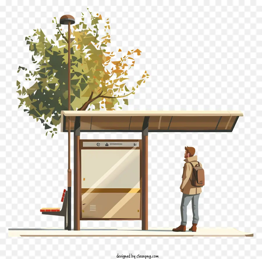 Man Standing Bus Stop，Paragem De Autocarro PNG