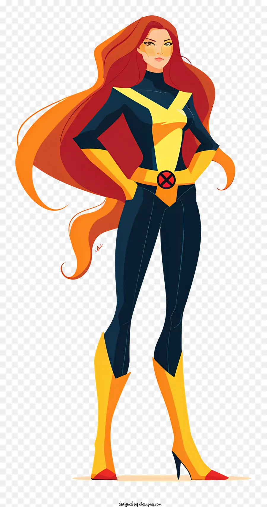 Jean Grey PNG - Jean Grey Feminino Super Herói Roupa Preta E Azul  ilustração transparente