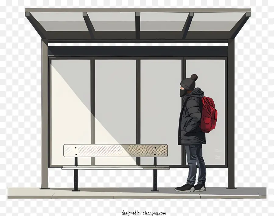 Man Standing Bus Stop，Paragem De Autocarro PNG