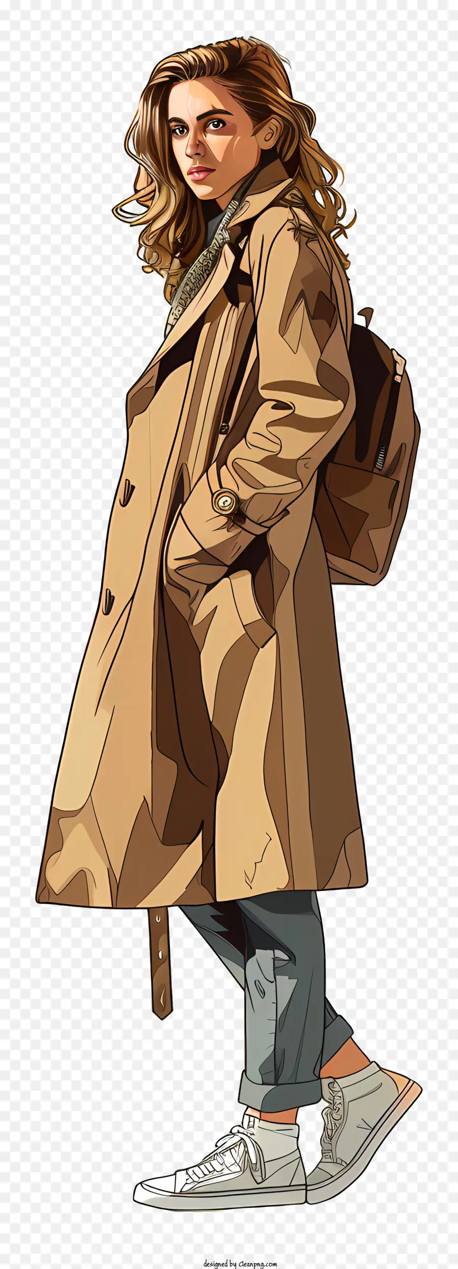 Mulher Em Trench Coat，Moda PNG